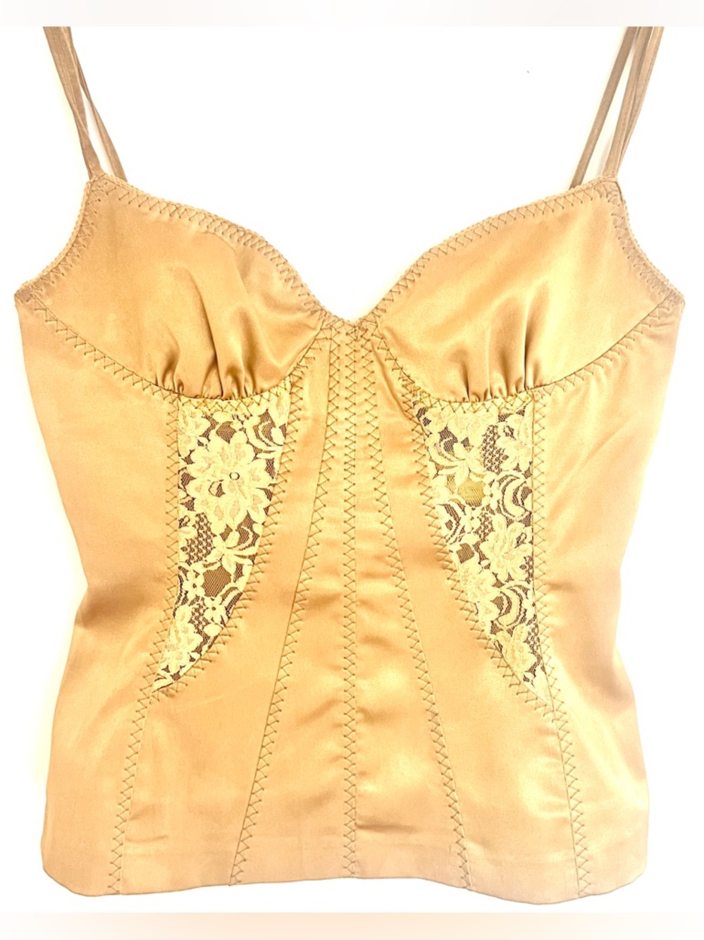 Dolce&Gabbana D&G Gold Satin & Lace Corset Bustier Top Italy 90s Statement
US4 S